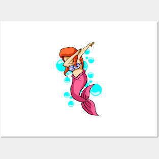 Dabbing Mermaid Posters and Art